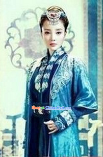 Gu Jian Qi Tan Lengend of the Ancient Sword TV Drama Blue Swordwoman Costumes Complete Set