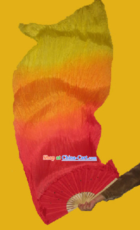Red to Yellow Colour Transition Chinese Hand Fan