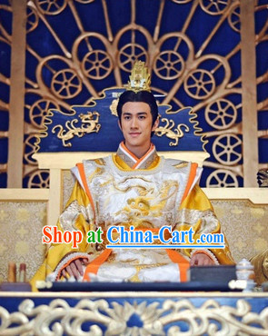 Chinese Tang Imperial Emperor Costume and Crown Complete Set