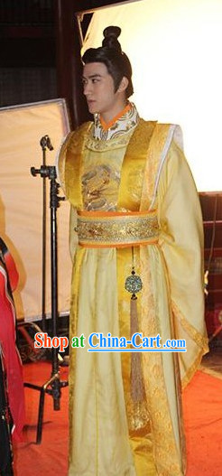 Chinese Tang Imperial Emperor Costumes and Crown Complete Set