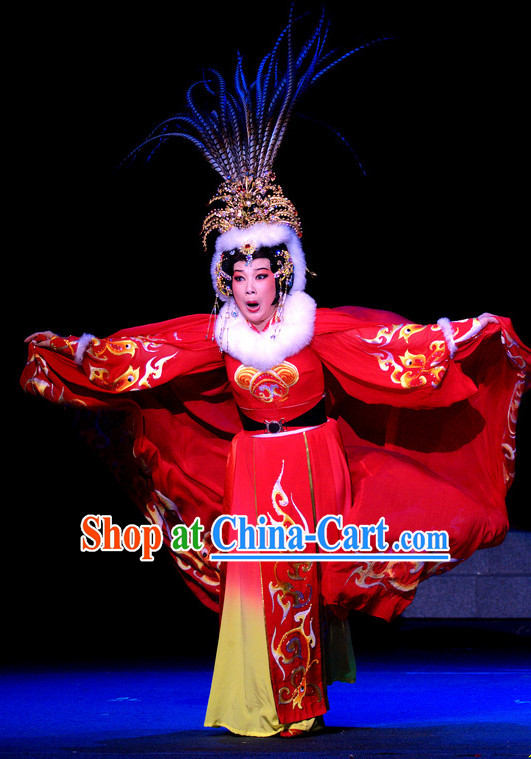 Zhao Jun Chu Sai Stage Performance Costumes and Hair Accessories Complete Set