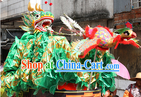 Handmade Green Chinese New Year Dragon Mascot Costumes Complete Set