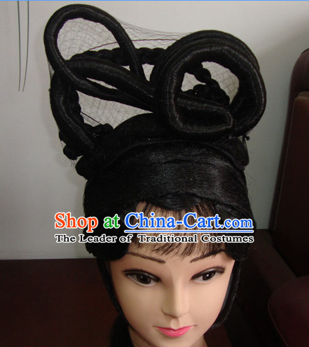 China Beijing Opera Hua Tan Hairstyles Long Black Wigs