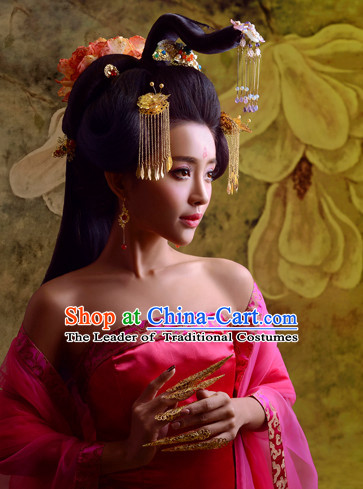 Chinese Ancient Beauty Black Wigs and Hair Jewelry