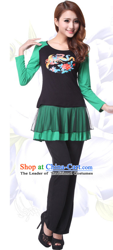 Asia Chinese Festival Parade Folk Dance Costume School Uniforms Leotards Gym Uniform for Women