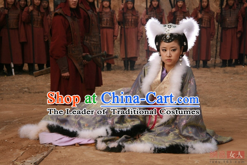 Chinese Shang Dynasty Myth Daji Su Da Ji Fox Spirit Fox Queen Costumes Chinese Costume and Hair Accessories Complete Set