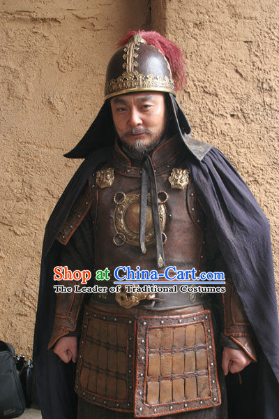 Ancient Chinese Tang Dynasty Costume Emperor Gaozu of Tang Armor Costumes and Hat Complete Set for Men