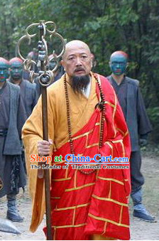 Ming Dynasty Shaolin Abbot Costumes Dresses Clothing Clothes Garment Outfits Suits Complete Set for Men