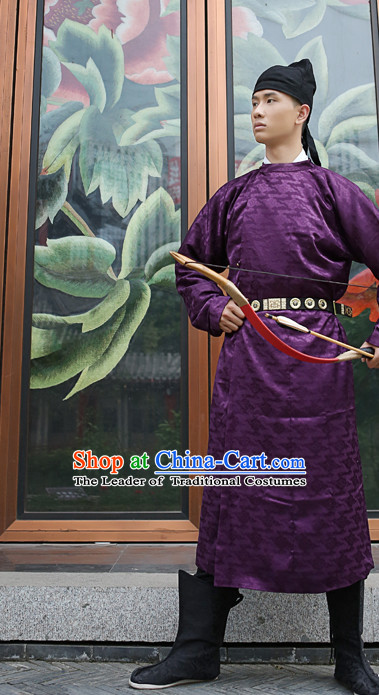 Tang Dynasty Ancient Chinese Men Clothing and Hat Complete Set