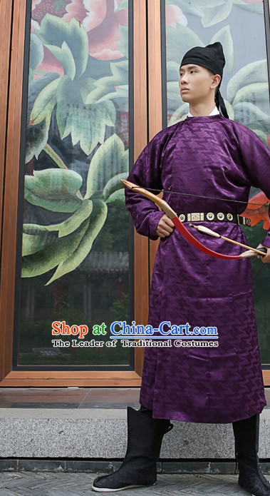 Tang Dynasty Ancient Chinese Men Clothing and Hat Complete Set