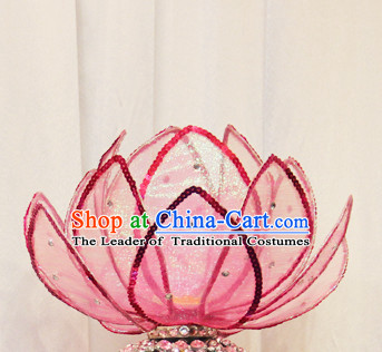 Chinese Stage Performance Classic Lotuss Dance Apparel Folk Dancing Headdress Headpieces Hair Accessories