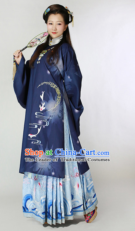 Ming Dynasty Clothing Chinese Classic Costume Ancient China Costumes Han Fu Dress Wear Garment Outfits Suits Clothing and Hair Accessories Complete Set for Women