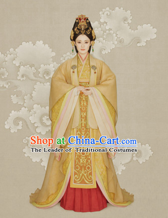 Chinese Han Dynasty Empress Queen Clothing National Costumes for Women