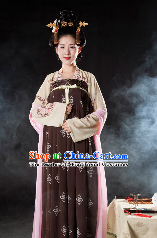 Asian Fashion Chinese Ancient Tang Dynasty Lady Clothes Costume China online Shopping Traditional Costumes Dress Wholesale Culture Clothing and Hair Accessories for Women