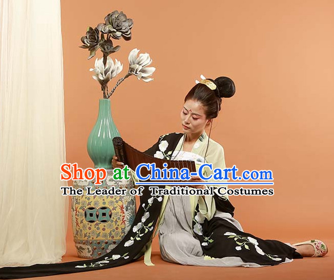 Asian Fashion Chinese Ancient Tang Dynasty Embroidered Cranes Clothes Costume China online Shopping Traditional Costumes Dress Wholesale Culture Clothing and Hair Accessories for Women