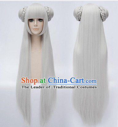 Ancient Asian Chinese Japenese Korean Knight Cosplay Long Wigs Classic Lace Front Toupee Hair Extensions Wig