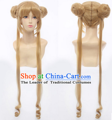 Ancient Asian Chinese Japenese Korean Knight Cosplay Long Wigs Classic Lace Front Toupee Hair Extensions Wig