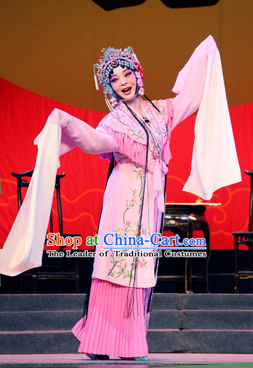 Ancient Chinese Asian Peking Opera Costumes Hua Dan Costume and Headwear Complete Set