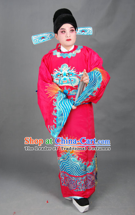 Chinese Opera Costumes Beijing Opera Costume Peking Stage Chancellor Prime Minster Official Dress Dragon Robe Complete Set