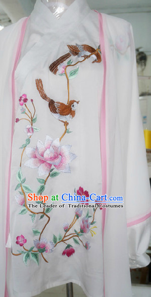 Top Embroidered Bird and Flower Tai Chi Chuan Uniform Taekwondo Karate Outfit Aikido Wing Chun Kungfu Wing Tsun Boys Martial Arts Supplies Clothing and Mantle