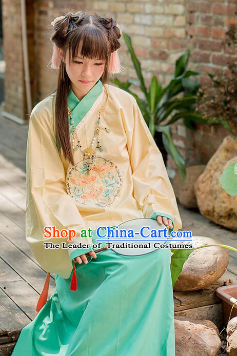 Chinese Ming Dynasty Dress Clothing and Hair Jewelry Complete Set for Women and Girls