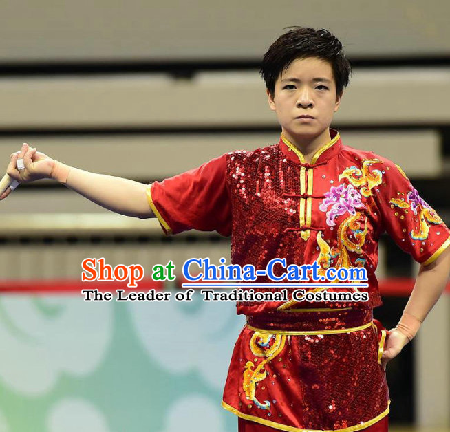 Top Wushu Competition Suits Southern Fist Tourament Qigong Kung Fu Training Karate Clothes Shaolin Outfit Martial Arts Uniform for Men Women Girls Boys Kids Adults