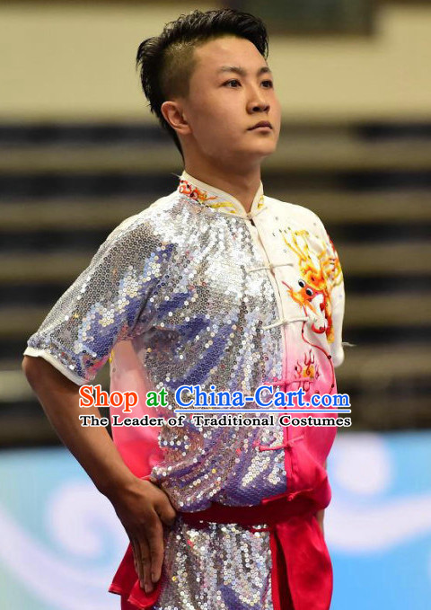 Top Wushu Long Fist Competition Suits Changquan Tourament Qigong Kung Fu Training Clothes Shaolin Outfit Martial Arts Uniform for Men Women Girls Boys Kids Adults
