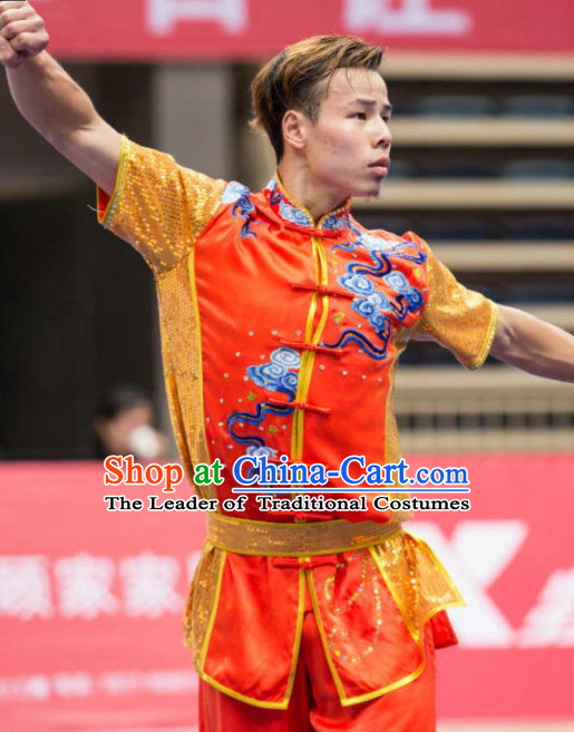 Top Wushu Long Fist Competition Suits Changquan Tourament Qigong Kung Fu Training Clothes Shaolin Outfit Martial Arts Uniform for Men Women Girls Boys Kids Adults