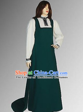 Traditional British National Costume Medieval Costume Renaissance Costumes Historic Dresses Complete Set for Women