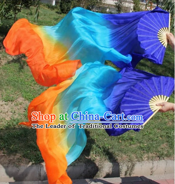 1.5 Meters Pure Silk Long Color Change Chinese Dance Belly Dance Hand Fans Hand Fan Japanese Wedding Fans Oriental Fan