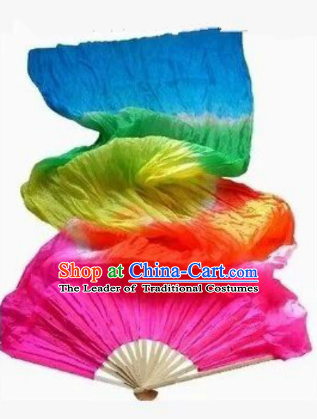 Rainbow 1.5 Meters Imitation Silk Long Color Change Chinese Dance Belly Dance Hand Fans Hand Fan Japanese Wedding Fans Oriental Fan