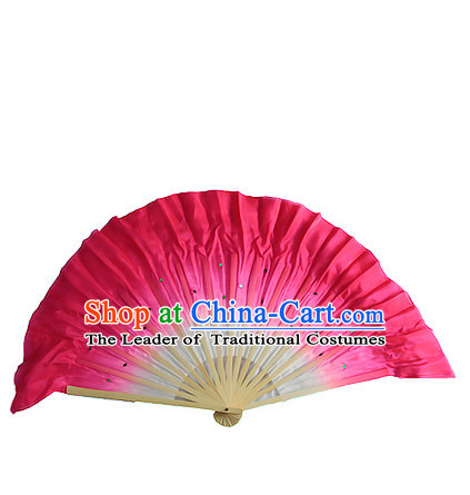 Dark Pink 16 Inches Pure Silk Color Change Chinese Dance Belly Dance Hand Fans Hand Fan Japanese Wedding Fans Oriental Fan