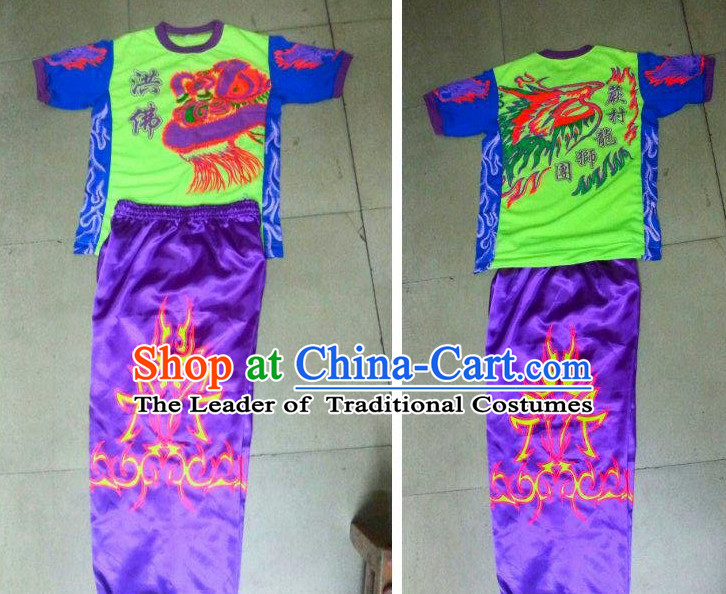 Professional Lion Dancer Uniform Costumes Dance Costume Outfits and Head Bands Complete Set for Men or Women