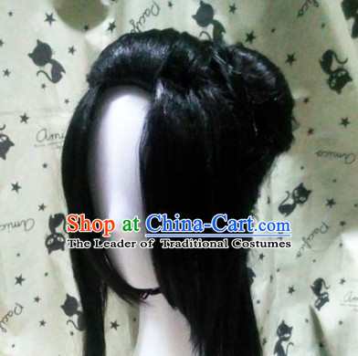 Ancient Chinese Male Wigs Toupee Wigs Human Hair Wig Hair Extensions Sisters Weave Cosplay Wigs Lace