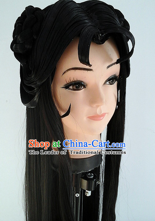 Ancient Asian Korean Japanese Chinese Style Female Wigs Toupee Wig Hair Extensions Sisters Weave Cosplay Wigs Lace for Women