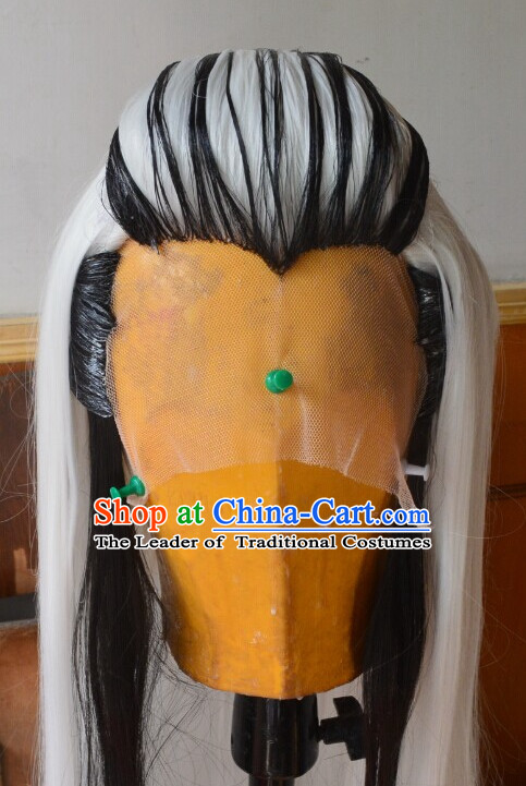 Ancient Chinese Japanese Korean Asian Prince Long Wigs Cosplay Wig Hair Extensions Toupee Full Lace Front Weave Pieces for Men