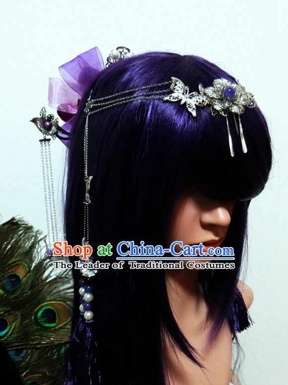 Ancient Chinese Japanese Korean Asian Princess Fairy Long Wigs Cosplay Wig Hair Extensions Toupee Full Lace Front Weave Pieces for Women