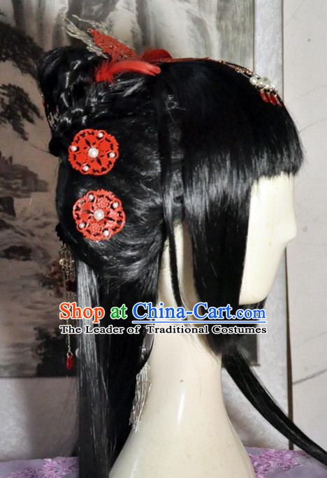 Chinese Empress Queen Princess Long Wig Hair Extensions Real Wigs Toupee Full Lace Front Wigs Weave Pieces and Hair Jewelry for Women