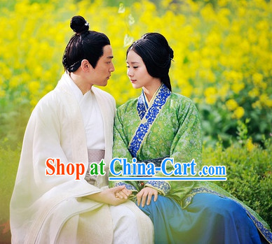 White Chinese Male Hanfu Clothing