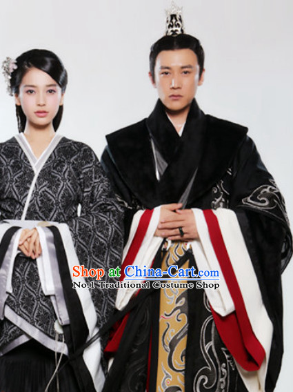 Ancient Traditional Emperor Robe and Empress Clothes Complete Set