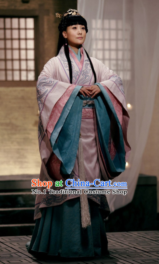 Chinese Princess Hanfu Costumes and Hair Jewelry