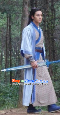 Chinese Swordman Stage Costumes and Headwear