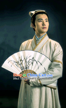 Chinese Traditional Scholar Hanfu Costumes and Headwear