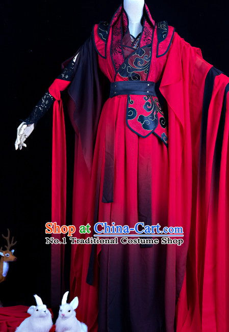 Chinese Red General Hanfu Cosplay Costumes Complete Set