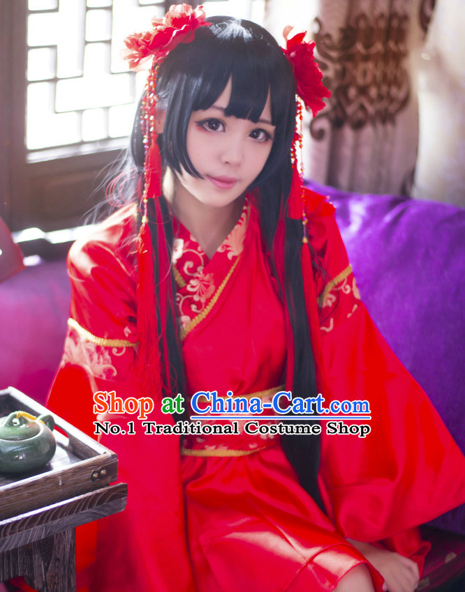 Red Chinese Anime Cosplay Costumes Complete Set