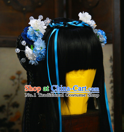 Chinese Princess Black Hair Wig and Hair Accessories