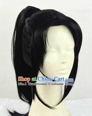 Chinese Ancient Swordsman Style Black Hair Wigs