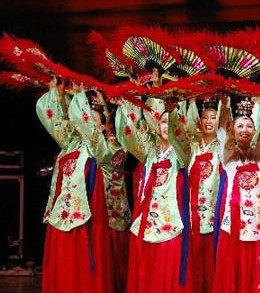 National Costume of Korea Korean Fan Dance Costumes and Headwear for Women