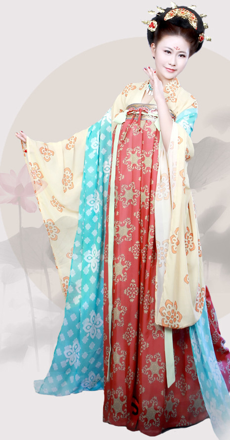 Chinese Traditional Tang Dynasty Hanfu Clothes with Wide Sleeves