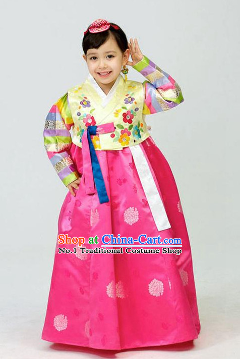 Traditional Korean Clothing Custom Made Kids Hanbok Dangui Chima Hair Accessory Norigae Petticoat